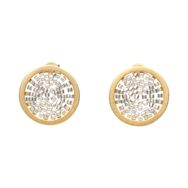 Aretes Upsala Dorado Circulo Chico Poste Plateado